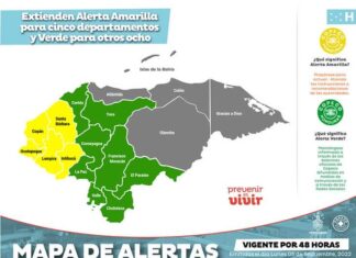 Copeco extiende la Alerta Amarilla para cinco departamentos y Verde para otros ocho