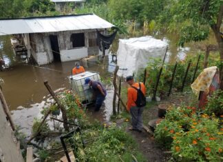 Evacúan a varias familias en el Valle de Sula por crecida del río Ulúa