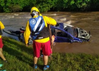 Bomberos realizan búsqueda de conductor que cayó al río Choluteca en el sur del país