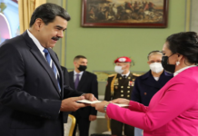 Nicolás Maduro recibe las cartas credenciales de la embajadora de Honduras