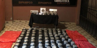 La DIPAMPCO capturó a cuatro personas en posesión de 200 libras de marihuana en Nacaome, Valle