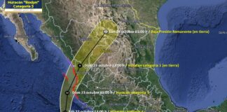 Ciclón Roslyn se intensifica a huracán categoría 3 y avanza por el Pacífico mexicano