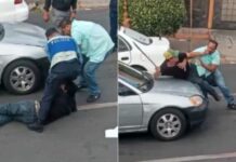 Dos hombres se van a los golpes en el Bulevar Morazán de Tegucigalpa
