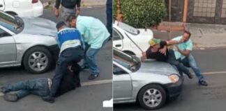 Dos hombres se van a los golpes en el Bulevar Morazán de Tegucigalpa