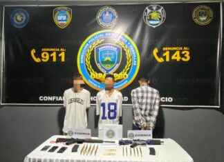 Dipampco captura a tres supuestos miembros de la mara 18 con armamento de guerra