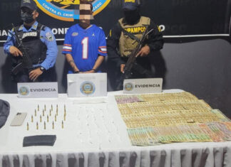 DIPAMPCO captura a un pandillero de la MS-13 en SPS quien portaba municiones, droga y dinero en efectivo