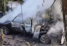 Joven resulta con quemaduras tras tomar fuego vehículo que transportaba pólvora en Copán