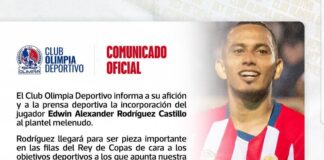 El Club Deportivo Olimpia anuncia el regreso de Edwin Rodríguez para este torneo de Clausura