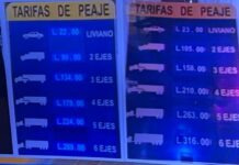 ¡Trancazo vial! Hasta 47 lempiras aumentan las nuevas tarifas en casetas de peaje
