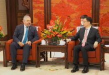 Vicepresidente chino se reúne con el canciller Enrique Reina en Pekín