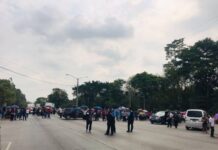 Empleados del Sistema de Emergencias 911 en SPS realizan tomas en el Bulevar del Norte