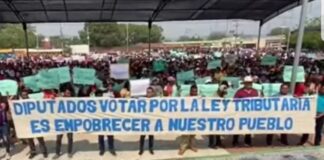 Productores de camarón y melón y en el sur del país marchan en contra de la Ley de Justicia Tributaria