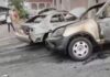 Producto de una explosión en el tendido eléctrico, cuatro vehículos se incendian en colonia capitalina