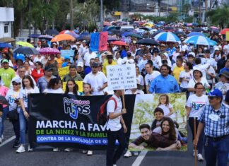 Miles de hondureños en diferentes partes del país realizan marchas en contra de la ideología de género
