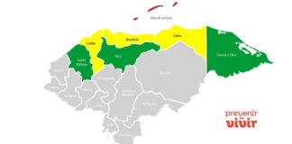 Copeco extiende alerta roja por 24 horas más en Islas de la Bahía y baja a amarilla a otros tres departamentos