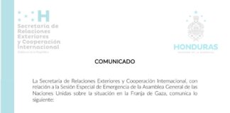 Cancillería informó que Honduras votó a favor de la resolución de protección civil en la Franja de Gaza