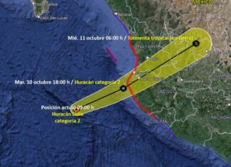 El huracán Lidia crece a categoría 2 durante su avance hacia el occidente de México