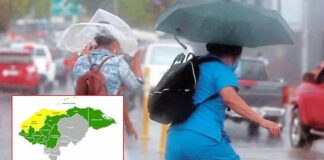 Honduras enfrentará lluvias continuas el domingo, según Copeco