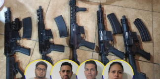 Arrestan a 4 personas en poder de fusiles AR-15 y droga, en Comayagüela