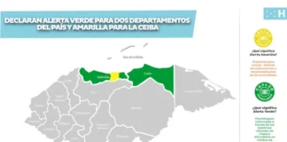 Alerta Verde para los departamentos de Yoro y Colón; mientras que La Ceiba permanece en Amarilla