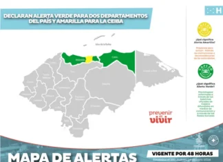 Alerta Verde para los departamentos de Yoro y Colón; mientras que La Ceiba permanece en Amarilla