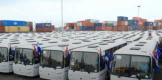 El Gobierno de Nicaragua entrega una tercera flota de autobuses comprados en China