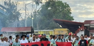 Empleados de Stibys se manifiestan exigiendo firma de contrato colectivo y otros derechos