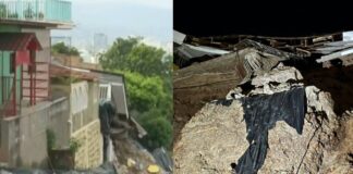 Colapsa un templo católico y al menos dos viviedas en colonia Guillén de Tegucigalpa