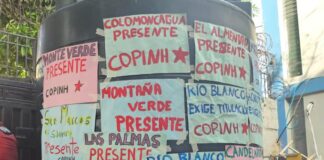 Cerrada la calle frente al INA por protesta de la Plataforma Agraria y COPINH exigiendo titulación de tierras