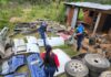 Desmantelan deshuesadero de carros robados, en una montaña de El Paraíso
