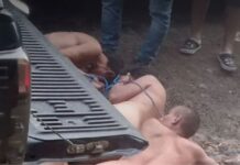 Desnudan y amarran a cuatro asaltantes de transportistas y migrantes, en El Paraíso