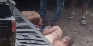 Desnudan y amarran a cuatro asaltantes de transportistas y migrantes, en El Paraíso