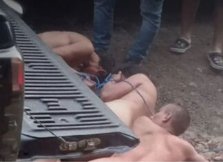 Desnudan y amarran a cuatro asaltantes de transportistas y migrantes, en El Paraíso