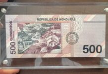 Billete de 500 lempiras de Honduras nominado al Premio al Billete del Año 2024