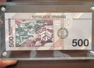 Billete de 500 lempiras de Honduras nominado al Premio al Billete del Año 2024