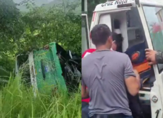 Varias personas resultan heridas al volcar bus en la carretera hacia Olancho