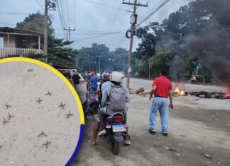 Con fuego y «ponchallantas», protestan contra abusos deñ la PMOP en Los Cármenes