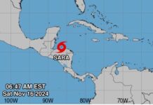 La tormenta Sara se encuentra estacionaria, y se prevé un alto potencial de deslizamientos que podrían ser mortales