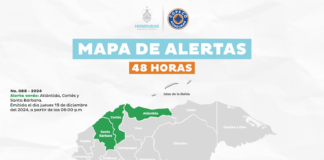 Decretan Alerta Verde en tres departamentos del país por 48 horas