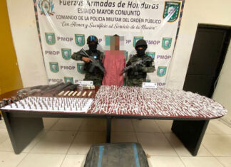Capturan a pandillero en SPS con granadas, fusiles de guerra, municiones, drogas y explosivos