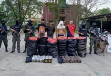 Cuatro hombres fueron detenidos en Olancho por posesión de drogas