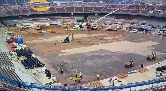 El Barcelona prevé terminar la colocación del césped del Spotify Camp Nou a mediados abril