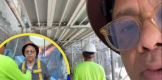 Eduardo Maldonado se subió a un andamio para observar cómo trabajan los hondureños en EE. UU.