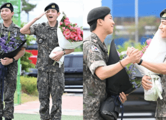 V y RM de BTS salen del servicio militar en Corea