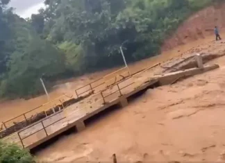 Caja puente recién inaugurado es destruida por crecida del río Blanco, en Catacamas