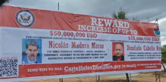 Valla con recompensa por Maduro y Cabello aparece en la frontera de Colombia con Venezuela