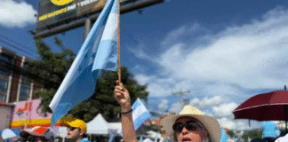 Anabel Gallardo, presidenta del Cohep, caminó junto a miles de feligreses católicos y evangélicos