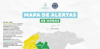 Declaran Alerta Amarilla en cinco departamentos y Alerta Verde en otros cinco por influencia de vaguada y próxima onda tropical