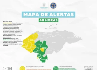 Declaran Alerta Amarilla en cinco departamentos y Alerta Verde en otros cinco por influencia de vaguada y próxima onda tropical