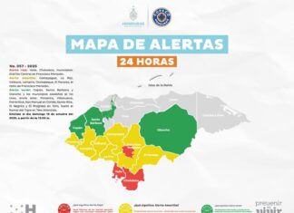 COPECO extiende por 24 horas más las alertas por lluvias en el territorio nacional